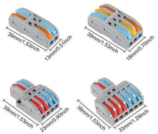 Alt view image 3 of 7 - 65PCS Lever Wire Connectors, 2 in 2 Out/2 in 4 Out/2 in 6 Out /3 in 3 Out Quick Wire Connectors Kit Assortment Lever Connector Kit for Compact Inline Terminals - 28-12 AWG