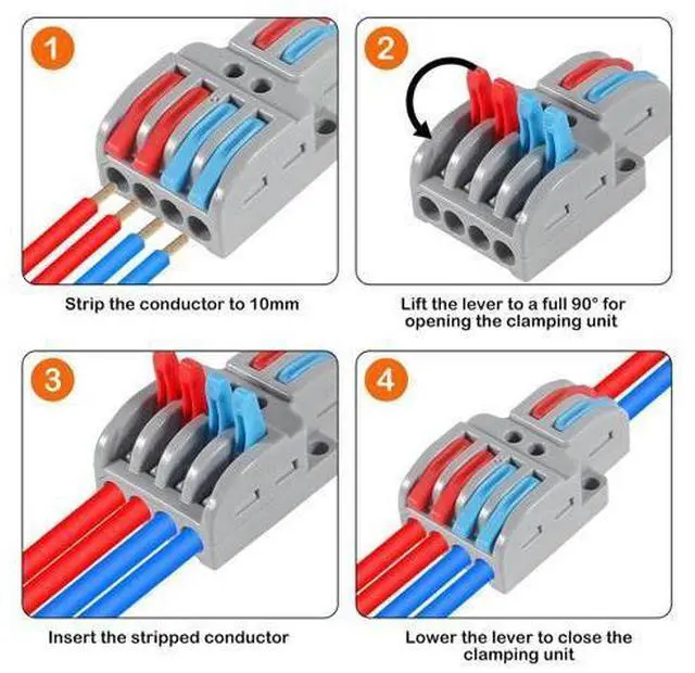 Alt view image 6 of 7 - 65PCS Lever Wire Connectors, 2 in 2 Out/2 in 4 Out/2 in 6 Out /3 in 3 Out Quick Wire Connectors Kit Assortment Lever Connector Kit for Compact Inline Terminals - 28-12 AWG