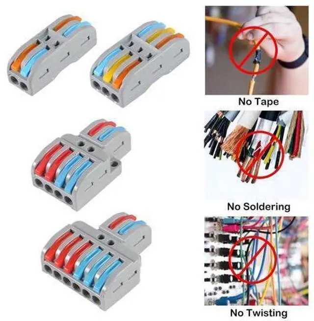 Alt view image 5 of 7 - 65PCS Lever Wire Connectors, 2 in 2 Out/2 in 4 Out/2 in 6 Out /3 in 3 Out Quick Wire Connectors Kit Assortment Lever Connector Kit for Compact Inline Terminals - 28-12 AWG