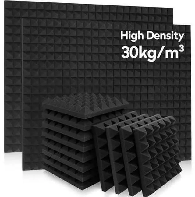 Main image of 36 Pack Auslet Acoustic Panels 12 x 12 x 2 Inches, Pyramid Soundproof Wall Panels, High Density 30kg/m3, Black Acoustic Foam Panels, Sound Proof Panels for Walls