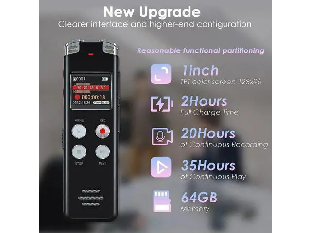 Alt view image 3 of 5 - Portable noise-cancelling digital voice recorder for student lawyers' meetings - voice control, high-definition recording, professional quality, audio monitoring