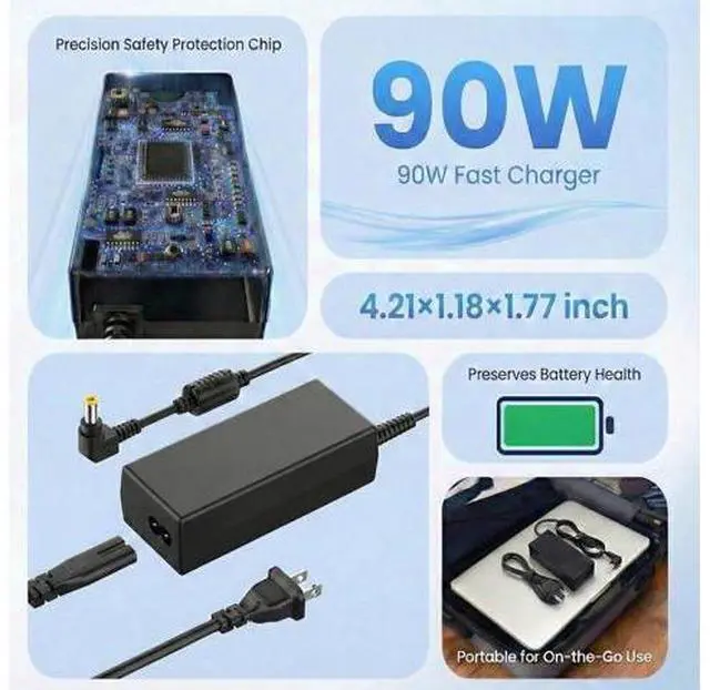 Alt view image 6 of 7 - 19V Power Cord Compatible with Westinghouse TV 24 32 40 42 46 inch Charger for LD-2480 LD-3255VX LD-4255VX LD-4680 LD-4695 UW40TA2W UW32SC1W UW32S3PW UW40TC1W TV Power Supply