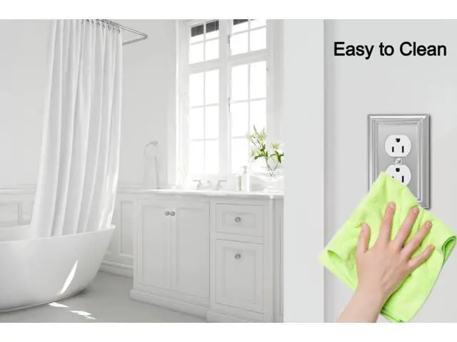 Alt view image 6 of 7 - Single Duplex Outlet Cover Plate 4-Pack Brushed Nickel Adler Metal Wall Plate 1 Gang for Light Switch Cover Receptacle Light Switch Switch Cover Decorative Wallplate Durable