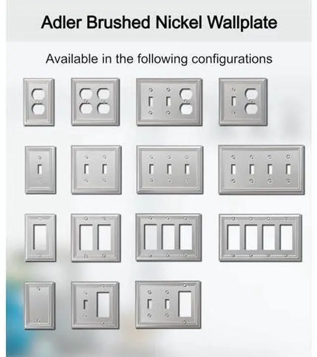 Alt view image 7 of 7 - Single Duplex Outlet Cover Plate 4-Pack Brushed Nickel Adler Metal Wall Plate 1 Gang for Light Switch Cover Receptacle Light Switch Switch Cover Decorative Wallplate Durable