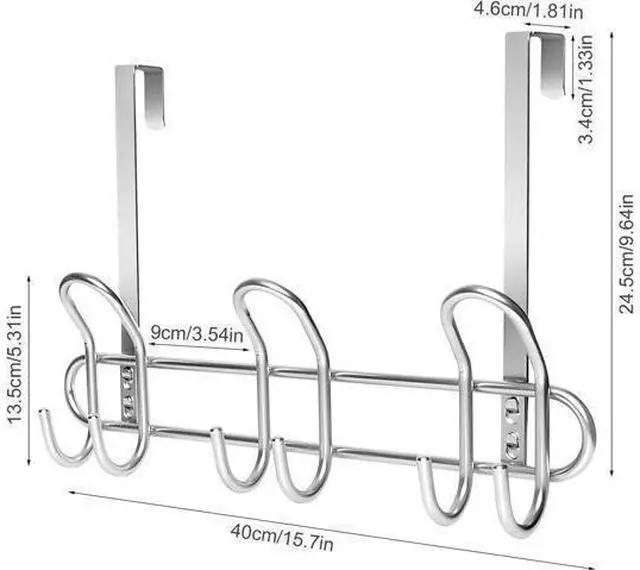 Alt view image 3 of 7 - Over The Door Hooks Behind Door Coat Hangers for Hanging Heavy Robes Towels Clothing etc. Aesthetic Design Over Door Coat Rack Coat Hooks Towel Hangers for Bathroom Silver