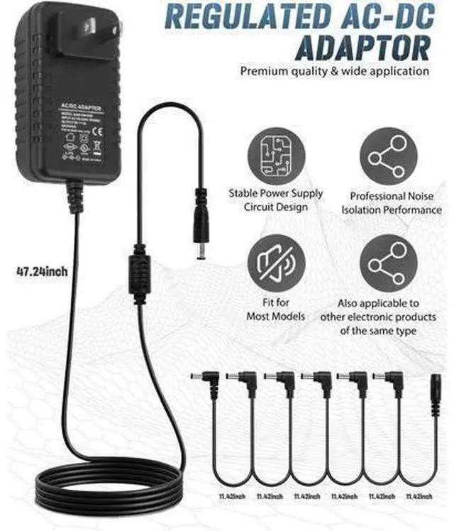 Alt view image 2 of 2 - SPA-10 Guitar Pedal Power Supply Adapter (1000mA -1A) AC DC 9V Compatible for Guitar Pedal Bass Effect Pedal Board (Tip Negative) 6 Way Daisy Chain Cables New Version