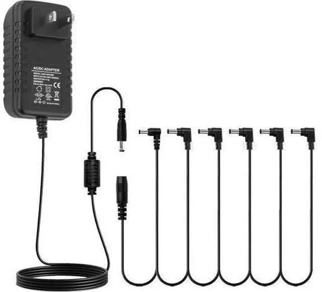 Main image of SPA-10 Guitar Pedal Power Supply Adapter (1000mA -1A) AC DC 9V Compatible for Guitar Pedal Bass Effect Pedal Board (Tip Negative) 6 Way Daisy Chain Cables New Version