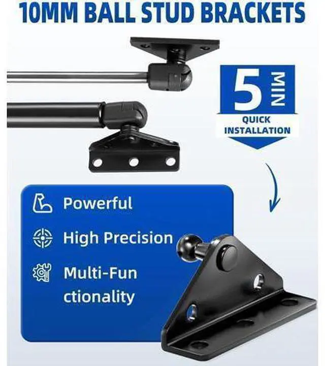 Alt view image 6 of 7 - 10 Gas Strut Mounting Brackets Ball Stud Mount Bracket for Universal Lift Supports Shocks Spring Kits Hardware 4PCS with 16 Screws (Only Fits 10mm Ball Head)