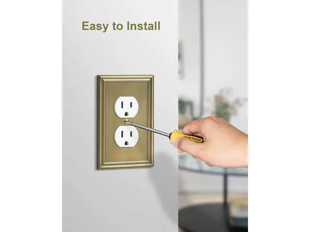 Alt view image 5 of 7 - 4-Pack Duplex Outlet Covers Decorative Wall Plates for Electrical Outlets Antique Brass Switch Plates and Outlet Covers Durable Zinc Alloy Receptacle Cover Corrosion Resistant