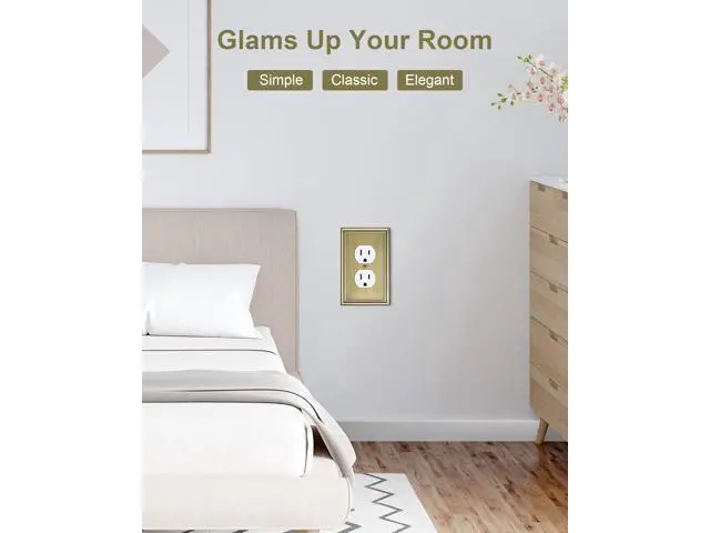 Alt view image 6 of 7 - 4-Pack Duplex Outlet Covers Decorative Wall Plates for Electrical Outlets Antique Brass Switch Plates and Outlet Covers Durable Zinc Alloy Receptacle Cover Corrosion Resistant