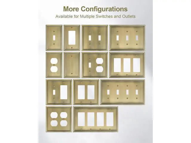 Alt view image 7 of 7 - 4-Pack Duplex Outlet Covers Decorative Wall Plates for Electrical Outlets Antique Brass Switch Plates and Outlet Covers Durable Zinc Alloy Receptacle Cover Corrosion Resistant