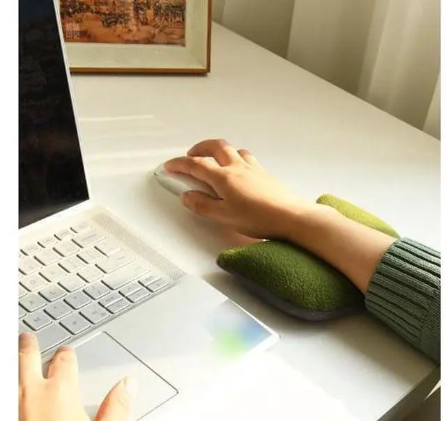 Alt view image 6 of 7 - Large Mouse Wrist Rest Bean Bag Ergonomic Mouse Support Pad Filled Ergo Beads for Computer Laptop PC Gaming (Green)