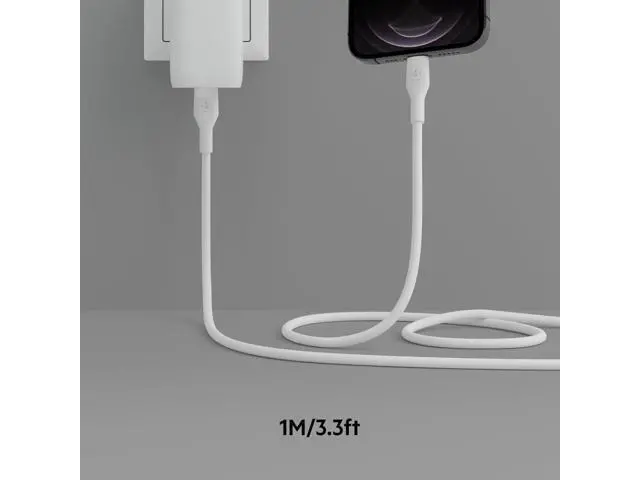 Alt view image 6 of 7 - BoostCharge Flex Silicone USB-C to Lightning Cable (1M/3.3FT) MFi-Certified Charging Cable for iPhone Series with Cable Clip - White