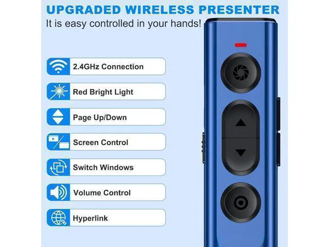Alt view image 2 of 6 - Rechargeable Wireless Presenter Remote for PPT 2.4GHz Presentation Remote Slide Advancer Powerpoint Clicker for Mac/Computer/Laptop/Keynote