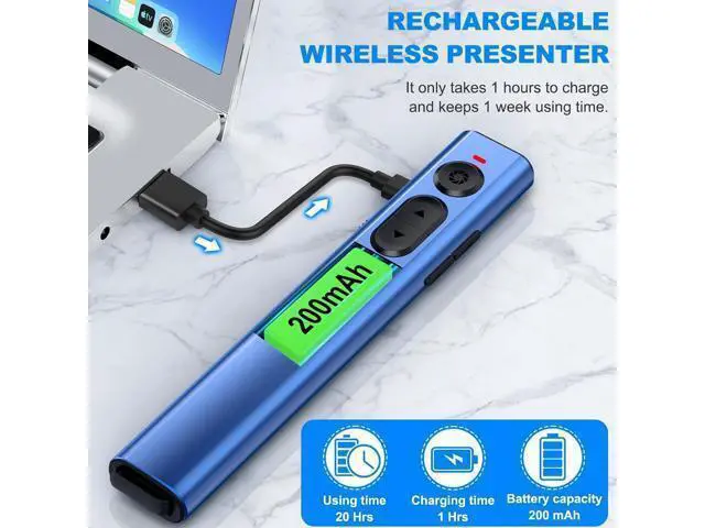 Alt view image 4 of 6 - Rechargeable Wireless Presenter Remote for PPT 2.4GHz Presentation Remote Slide Advancer Powerpoint Clicker for Mac/Computer/Laptop/Keynote