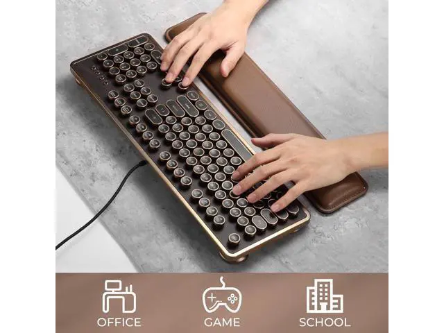 Alt view image 2 of 6 - Ergonomic Keyboard Wrist Rest - PU Leather Cushioned Support for Typing & Gaming Comfortable Contoured Design for Wrist Pain Relief Tan