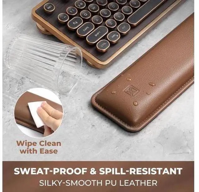 Alt view image 4 of 6 - Ergonomic Keyboard Wrist Rest - PU Leather Cushioned Support for Typing & Gaming Comfortable Contoured Design for Wrist Pain Relief Tan