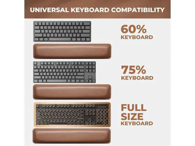 Alt view image 6 of 6 - Ergonomic Keyboard Wrist Rest - PU Leather Cushioned Support for Typing & Gaming Comfortable Contoured Design for Wrist Pain Relief Tan