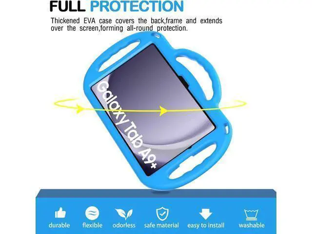 Alt view image 3 of 7 - Kids Case for Tab A11+ Plus/A9+ Plus 11 Inch Case with Strap Shockproof Lightweight Handle Stand 2025/2023 Model with Lanyard Blue