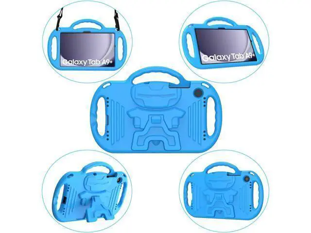 Alt view image 4 of 7 - Kids Case for Tab A11+ Plus/A9+ Plus 11 Inch Case with Strap Shockproof Lightweight Handle Stand 2025/2023 Model with Lanyard Blue