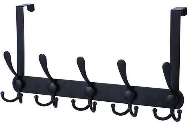 Main image of Over The Door Hooks Coat Rack for Hanging Clothes Hat Towel (Heavy Duty Black 1pcs)