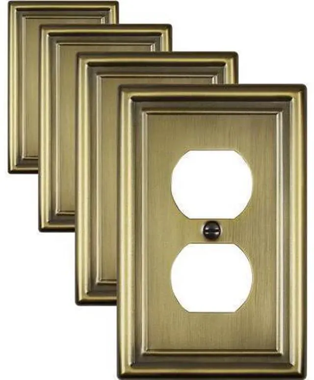 Main image of Decorative Metal Wall Plates Switch Plates Outlet Covers (Antique Brass/1 Duplex 4 Pack)