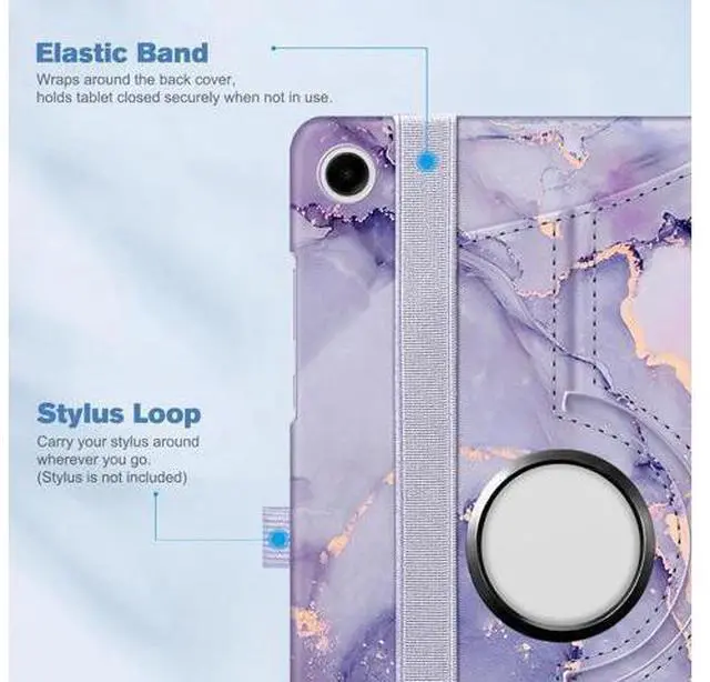 Alt view image 7 of 7 - Fintie Rotating Case for Tab A11+ Plus 11 Inch 2025/ A9+ Plus 2023 360 Degree Swiveling Stand Protective Cover with Auto Sleep/Wake Lilac Marble
