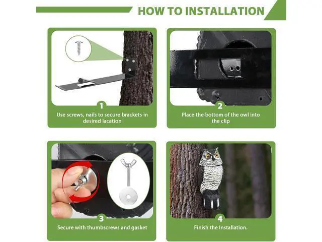 Alt view image 4 of 7 - 4 Pack Owl Mounting Bracket Metal Bracket with Secure Clip Heavy Duty Owl Attachment Post Mount for Plastic Garden Owls