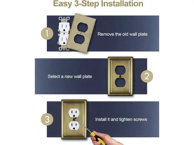 Alt view image 6 of 7 - Decorative Metal Wall Plates Switch Plates Outlet Covers (Antique Brass/1 Duplex 4 Pack)