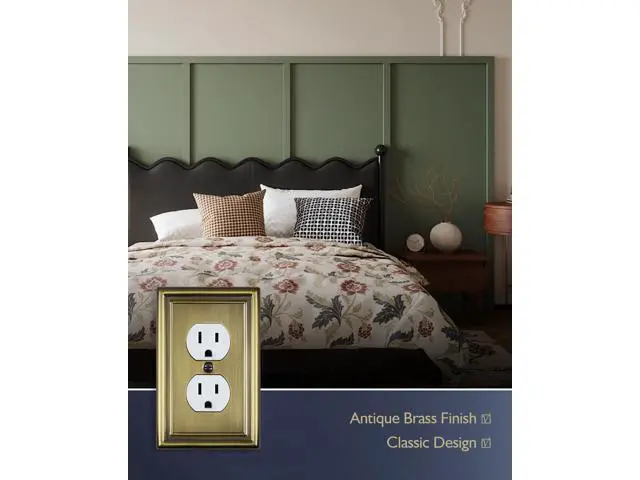 Alt view image 2 of 7 - Decorative Metal Wall Plates Switch Plates Outlet Covers (Antique Brass/1 Duplex 4 Pack)