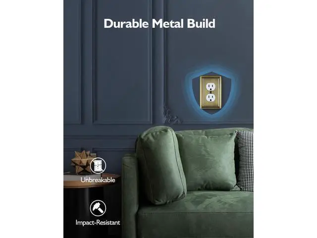 Alt view image 3 of 7 - Decorative Metal Wall Plates Switch Plates Outlet Covers (Antique Brass/1 Duplex 4 Pack)