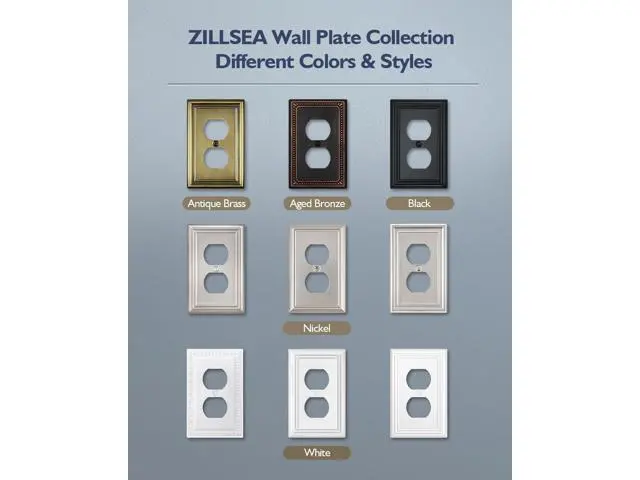 Alt view image 7 of 7 - Decorative Metal Wall Plates Switch Plates Outlet Covers (Antique Brass/1 Duplex 4 Pack)