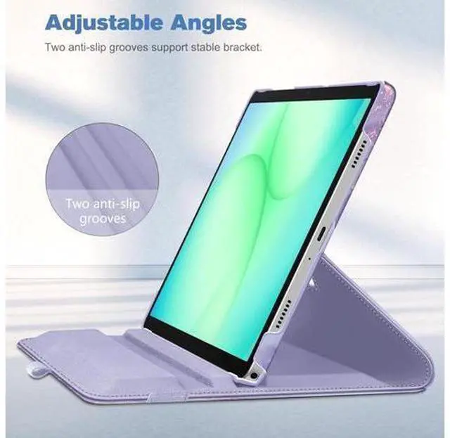 Alt view image 4 of 7 - Fintie Rotating Case for Tab A11+ Plus 11 Inch 2025/ A9+ Plus 2023 360 Degree Swiveling Stand Protective Cover with Auto Sleep/Wake Lilac Marble
