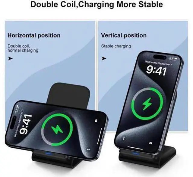 Alt view image 2 of 4 - 15W Vertical Stand Wireless Charger Desktop Phone Stand With Wireless Charging Capable Battery Live broadcast stand