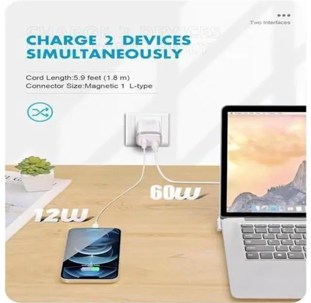 Alt view image 6 of 7 - 45W 60W Charger Compatible with Mac Book Pro L-tip Magnetic 1 Power Adapter Laptop Charger Compatible with Mac Book Pro/Air 11 &13 inch (Before Mid 2012)