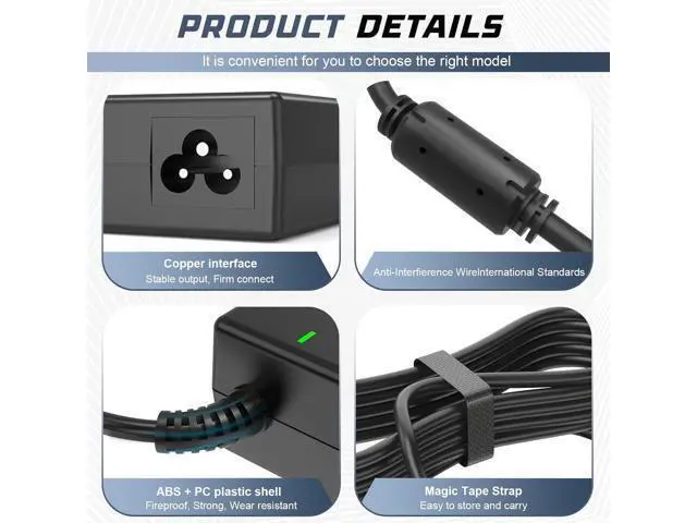 Alt view image 4 of 7 - 65W Charger Ac Adapter for Laptop Charger Compatible with Latitude Vostro Inspiron15 Charger HA65NS5-00 Supply Cord 2 in 1 Round Tip Replacement (4.5x3.0mm and 7.4x5.0mm)