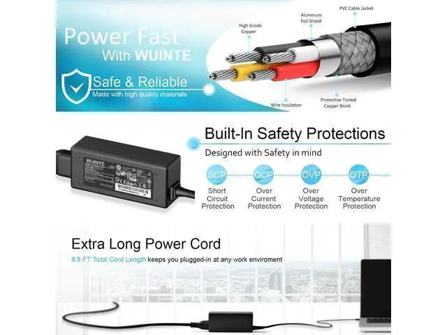 Alt view image 4 of 7 - USB C Charger Compatible with Laptop Chromebook Charger 65W 45W Type C Fast Power Adapter