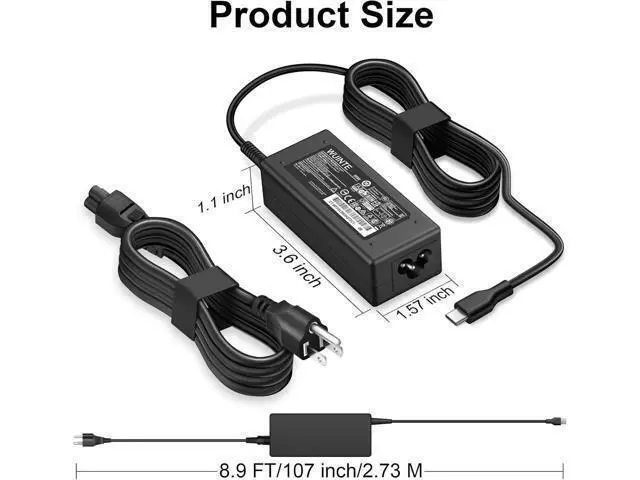 Alt view image 7 of 7 - USB C Charger Compatible with Laptop Chromebook Charger 65W 45W Type C Fast Power Adapter