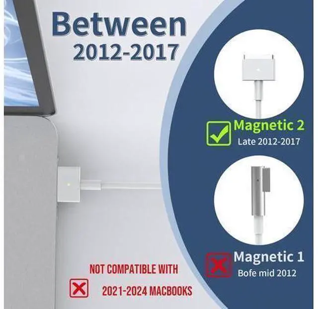 Alt view image 4 of 7 - 60w Laptop Charger Compatible with T-tip Mac Book pro Retina 13 inch and and Mac Book Air (Later 2012) Power Adapter
