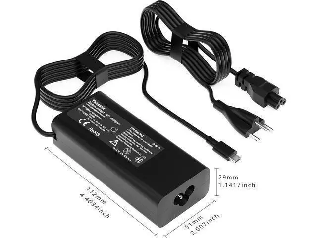 Alt view image 6 of 7 - 65W USB C Laptop Charger Compatible with Pro 13 14 16 Latitude 7370 7430 7520 Xps 12 13 9250 9310 Chromebook 3100 3110