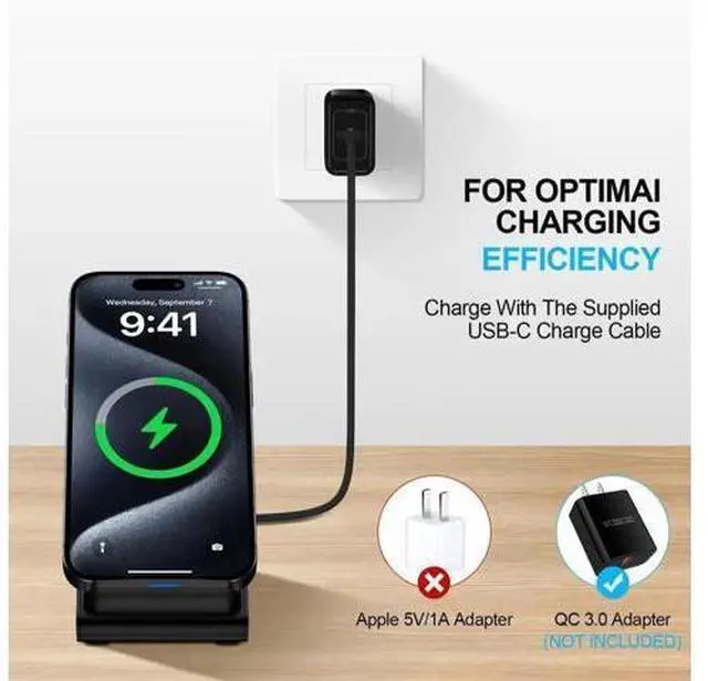 Alt view image 4 of 4 - 15W Vertical Stand Wireless Charger Desktop Phone Stand With Wireless Charging Capable Battery Live broadcast stand