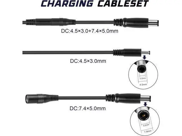 Alt view image 6 of 7 - 65W Charger Ac Adapter for Laptop Charger Compatible with Latitude Vostro Inspiron15 Charger HA65NS5-00 Supply Cord 2 in 1 Round Tip Replacement (4.5x3.0mm and 7.4x5.0mm)