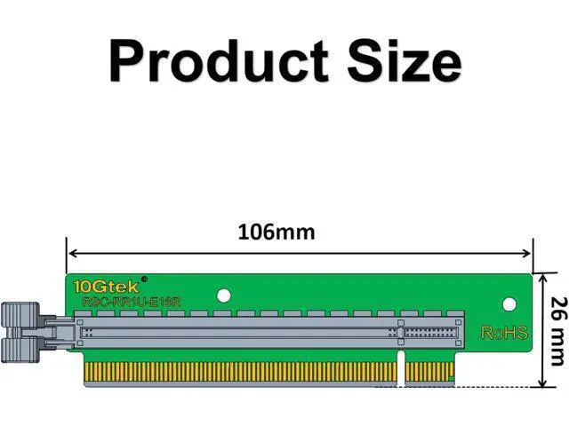Alt view image 5 of 7 - REDLUX PCI-Express 16x Riser Card 90-Degree L-Angle Riser Adapter Card for 1U, Compatible with Super-micro Riser Card RSC-R1UTP-E16R