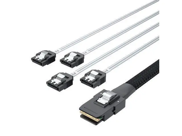 Alt view image 2 of 7 - MiniSAS SFF-8087 Fan-Out Cable Breakout to 4xSATA, 6Gbps High-Speed Cable for RAID Controllers, Servers & Storage Enclosures, with Latch, 0.75~0.8m(2.46~2.62ft)