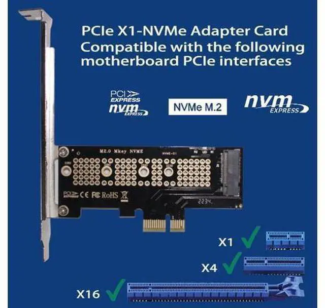 Alt view image 2 of 7 - WLGQ NVMe M.2 SSD to PCIe X1 Adapter Card, PCIe Express Expansion Card with Low Profile Bracket