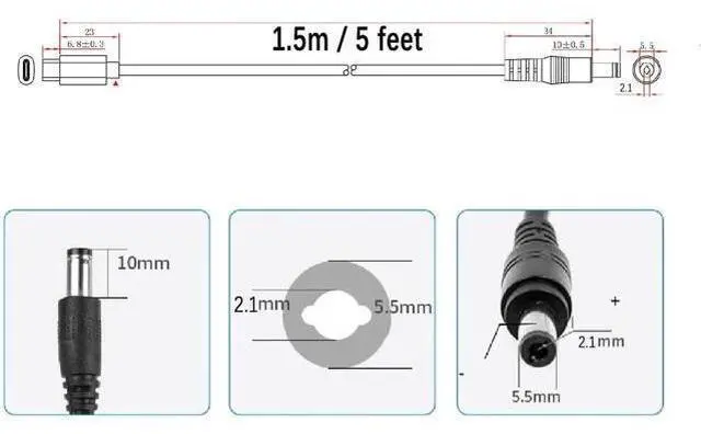 Alt view image 2 of 7 - USB C to DC 5.5mm x 2.1mm Power Cord, USB Type C Input to DC 15V Out Charging Cable, Work with PD Charger and PD Power Bank.Output DC 15V 3A Max. Portable for Outdoor Test, Studio, office