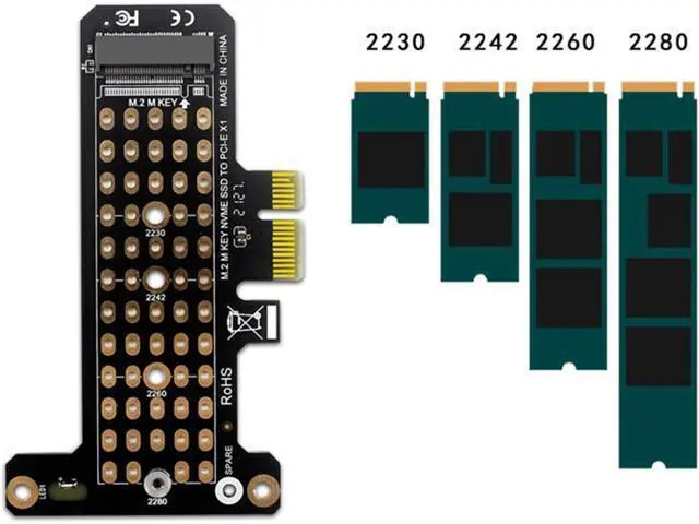 Alt view image 3 of 7 - WLGQ M.2 NVMe SSD to PCIe X4 Adapter Card, Black, Supports 2230/2242/2260/2280