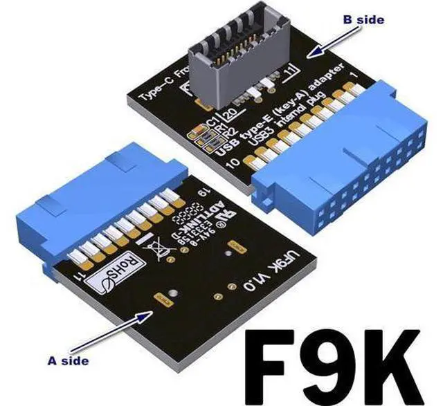 Alt view image 2 of 2 - ADT-Link USB 3.1 Front Panel Socket Type-E Key-A to USB 3.0 19Pin Header Male Extension Cable Adapter for Motherboard 20P USB to Type-E Connector 5G/BPS (F9K(19pin to Type-E Key-A))
