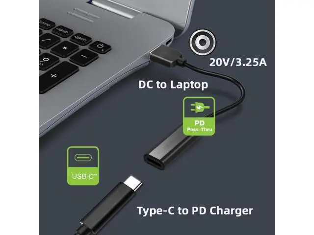 Alt view image 5 of 7 - USB C to Slim Tip Laptop Charging Cable Adapter Female Type C to Male Converter Compatible with LEN-OVO & D-ELL Laptop 18-20V Works with 45W 65W 90W (Size: 4.0 x 1.7mm)