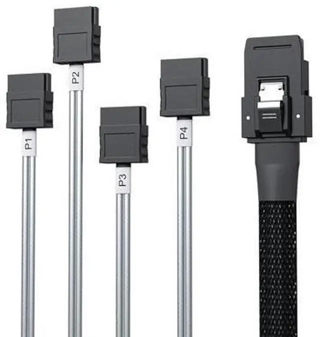 Main image of MiniSAS SFF-8087 Fan-Out Cable Breakout to 4xSATA, 6Gbps High-Speed Cable for RAID Controllers, Servers & Storage Enclosures, 0.75~0.8m(2.46~2.62ft)